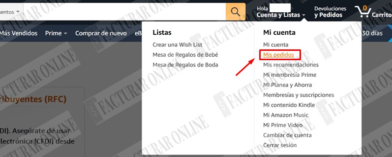 seleccionar mis pedidos