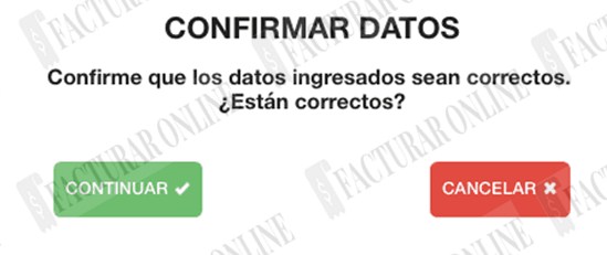 confirmar datos a facturar
