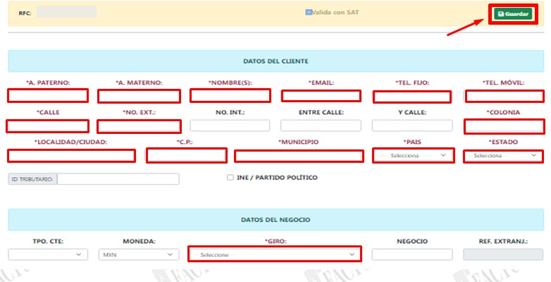 formulario de tiendas Garis
