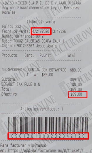 ticket de compra miniso mexico
