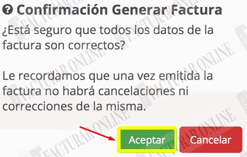 aceptar informacion de facturacion 